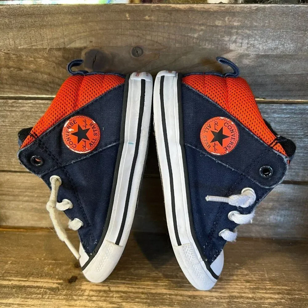 Childrens Converse Chuck Taylor Allstar Blue Hi Top Sneakers Shoes Size 8 C GUC‎